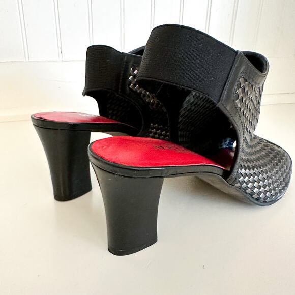 Sesto Meucci Woven Block Heel Sandals Black 9.5 - Picture 3 of 8